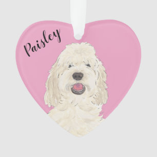 Coeur rose personnalisé Crème blanche Doodle doré
