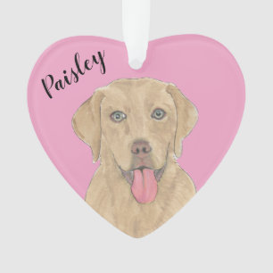 Coeur rose personnalisé Dudley Labrador