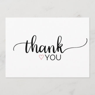 Coeur rose Simple Calligraphie Blank Carte de reme