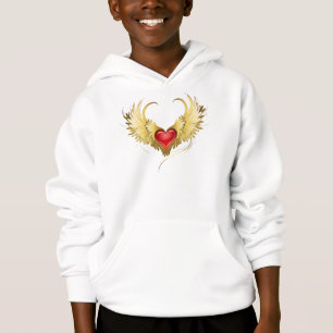 Coeur rouge avec ailes d'or