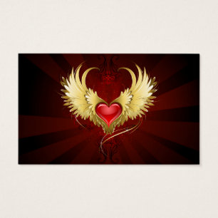Coeur rouge avec ailes d'or