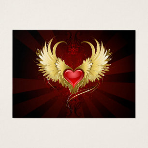 Coeur rouge avec ailes d'or