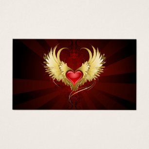 Coeur rouge avec ailes d'or