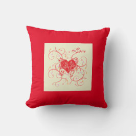 Coeur rouge avec Coussin arrière - plan rouge
