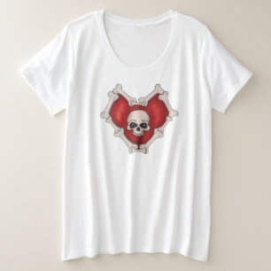 Coeur rouge avec le crâne des os blancs