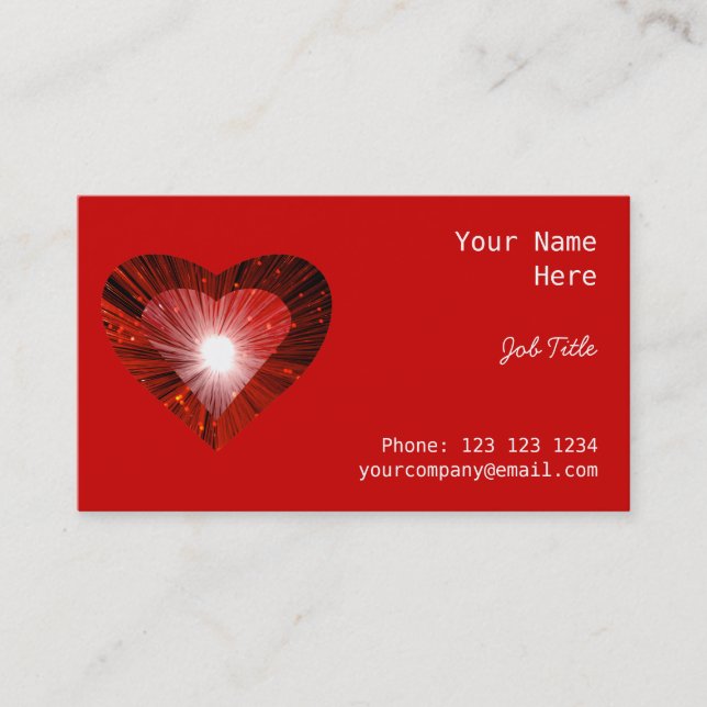 Coeur rouge "coeur" carte de visite rouge (Devant)