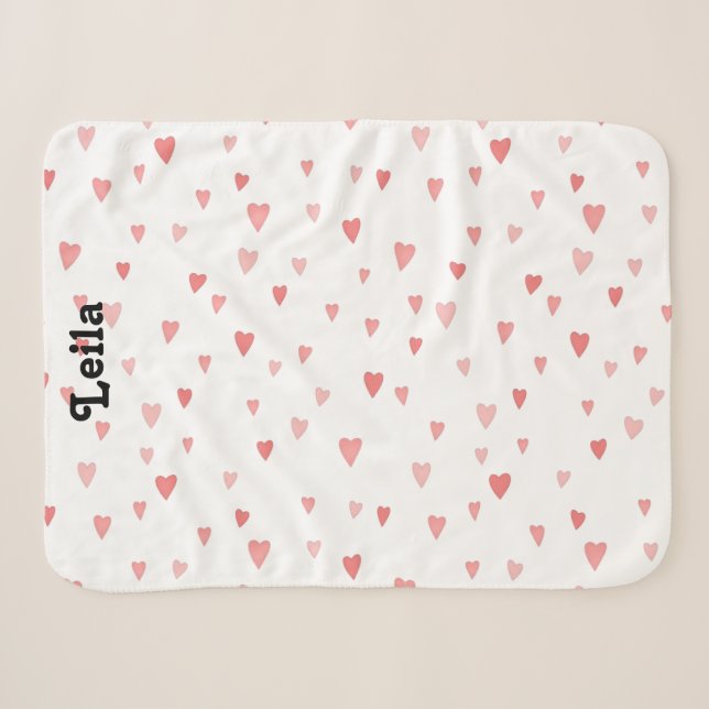 Coeur rouge et rose - couverture personnalisée pou (Devant (Horizontal))