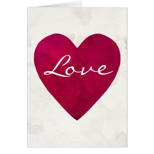 Coeur rouge foncé d'amour d'aquarelle (Devant)