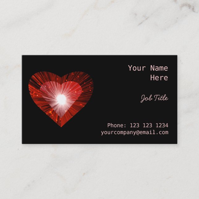 Coeur rouge noir côté carte de visite (Devant)