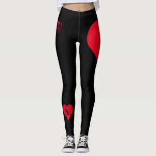 Coeur - Rouge noir - Emo - Goth - Leggings