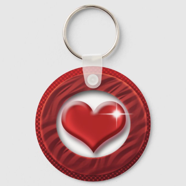 Coeur rouge romantique porte - clés & porte-clés (Recto)