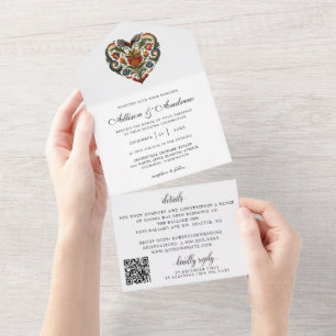 Coeur rousel norvégien FAIRE-PART DE MARIAGE