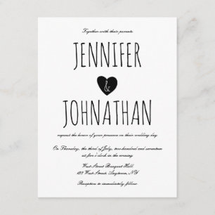 Coeur rustique invitations de mariage simples