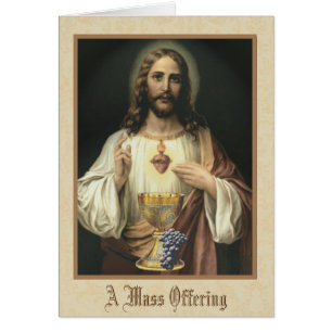 Coeur sacré de carte de offre de masse catholique