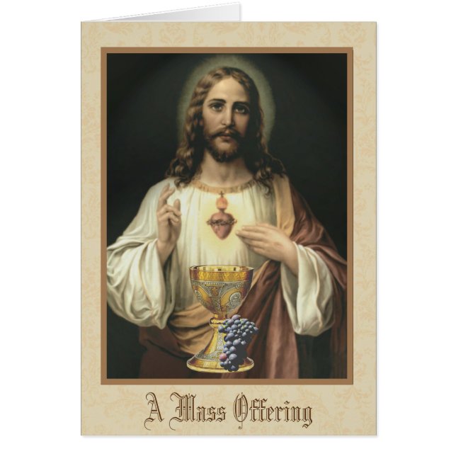 Coeur sacré de carte de offre de masse catholique (Devant)