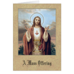 Coeur sacré de carte de offre de masse catholique