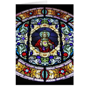 Coeur sacré de fenêtre en verre teinté de Jésus