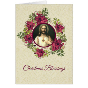 Coeur sacré de guirlande florale de Noël de Jésus