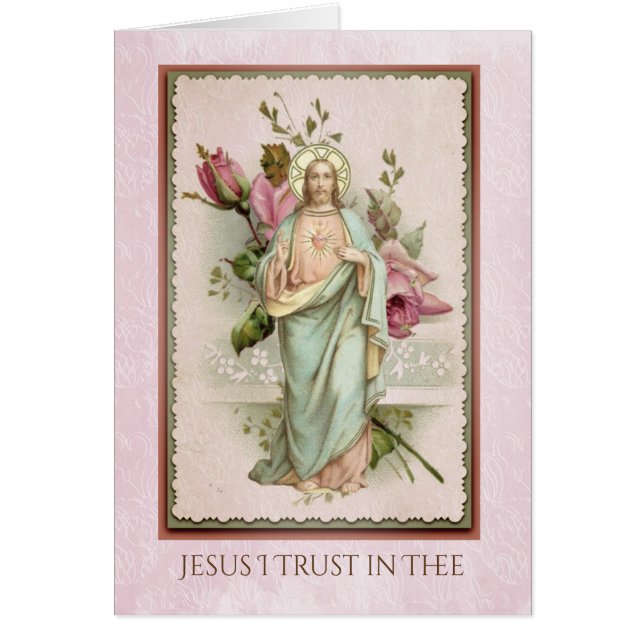 Coeur sacré des roses roses de Jésus religieux (Devant)