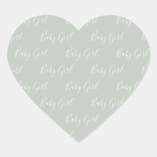 Cœur Script Green Baby Girl Sticker Coeur moderne