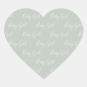 Cœur Script Green Baby Girl Sticker Coeur moderne