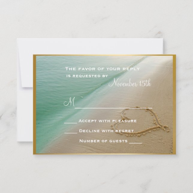 Coeur sculpté dans la carte RSVP de mariage de sab (Devant)