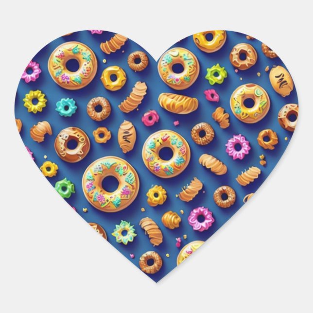 Cœur Sticker à donuts multicolores (Devant)