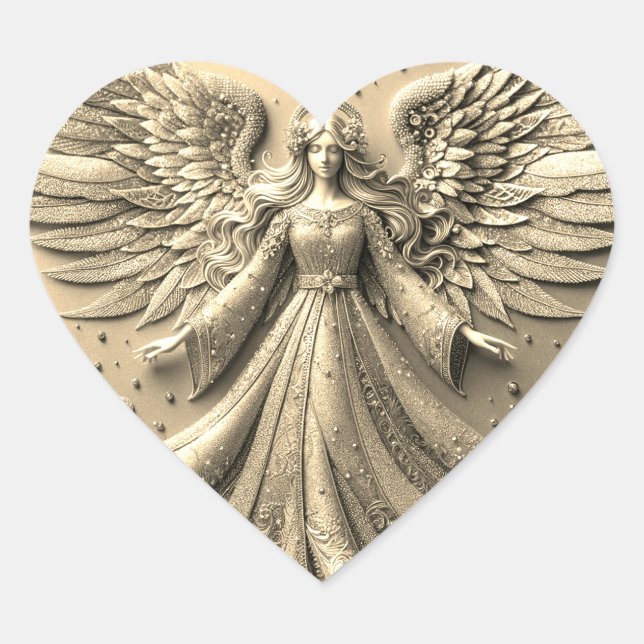 Cœur Sticker Angel du Gardien d'or (Devant)