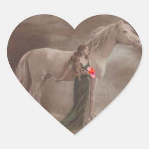 Cœur Sticker Antique Night Dream lune lumière Horse Fem