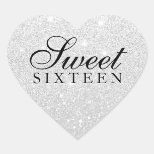 Cœur Sticker - Argent Parties scintillant Fab Sweet 16