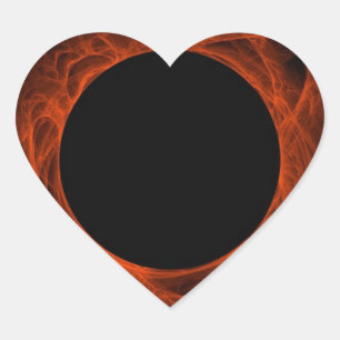 Cœur Sticker Arrière - plan Fractal Rouge & Noir