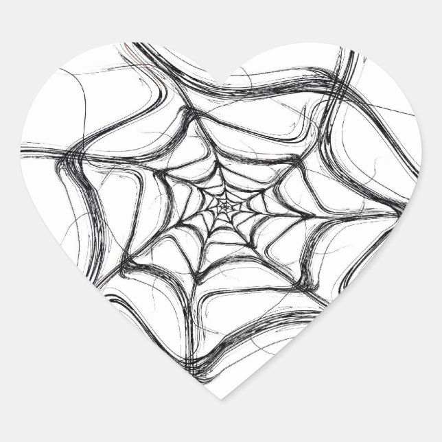 Cœur Sticker Arrière - plan Fractal Spider Web (Devant)