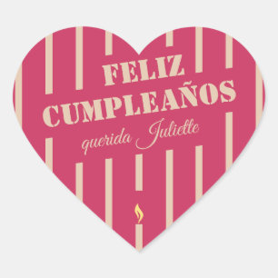 Cœur Sticker cadeau d'anniversaire Feliz cumpleaños