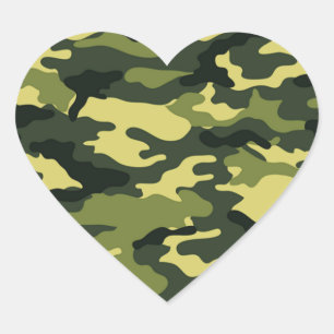 Cœur Sticker camouflage vert