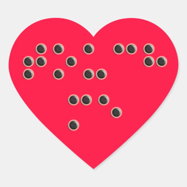 Cœur Sticker cardiaque Touchez-moi (Braille) (Devant)