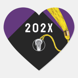 Cœur Sticker Carré violet de l'équipe de crosse 2025