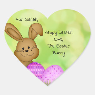 Cœur Sticker Coeur Bunny de Pâques personnalisé pour en