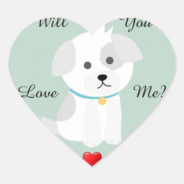 Cœur Sticker Coeur d'amour chiot (Devant)