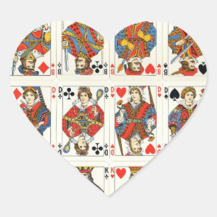 Cœur Sticker coeur de "carte de jeu Vintage"