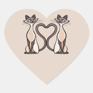 Cœur Sticker Coeur de Chats Siamais