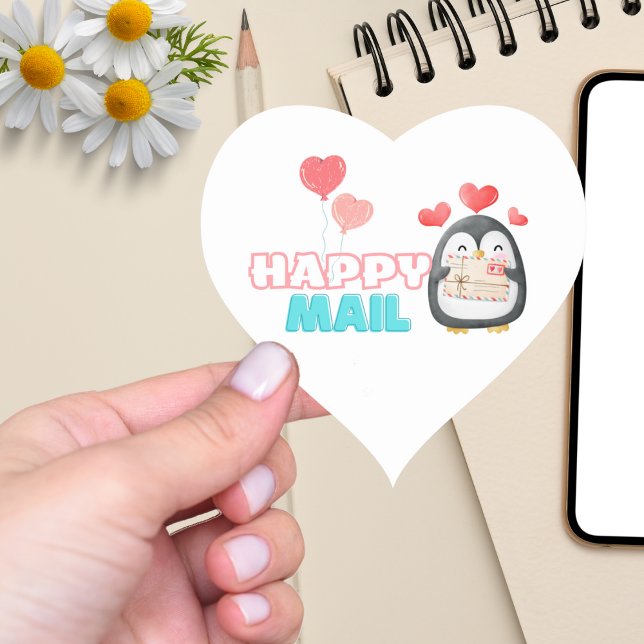 Cœur Sticker Coeur de courrier joyeux de Pingouin migno (Créateur téléchargé)