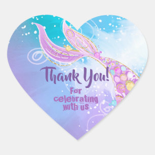Cœur Sticker Coeur de fête d'anniversaire de la sirène