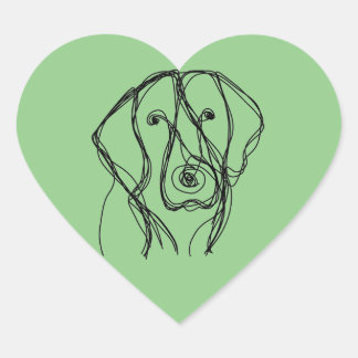 Cœur Sticker Coeur de ligne minimaliste de gros chien