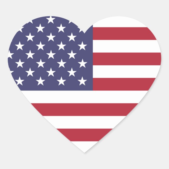 Cœur Sticker Coeur Drapeau Américain (Devant)