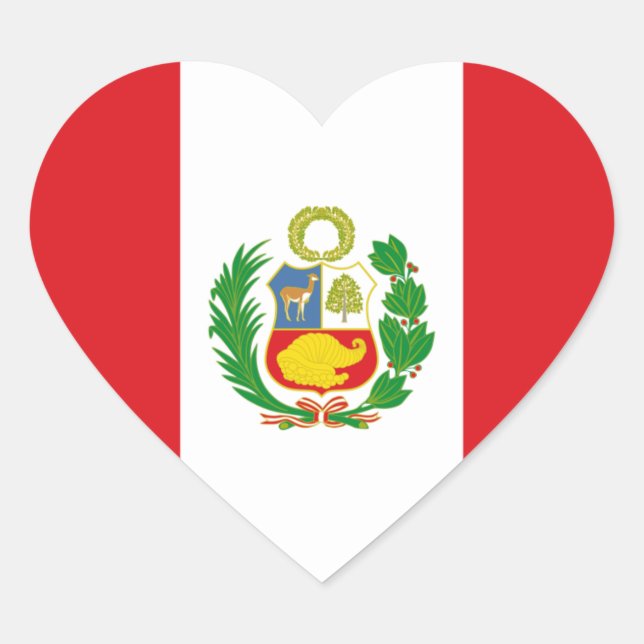 Cœur Sticker Coeur Drapeau Pérou (Devant)