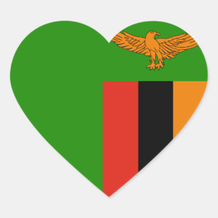 Cœur Sticker Coeur du drapeau de la Zambie