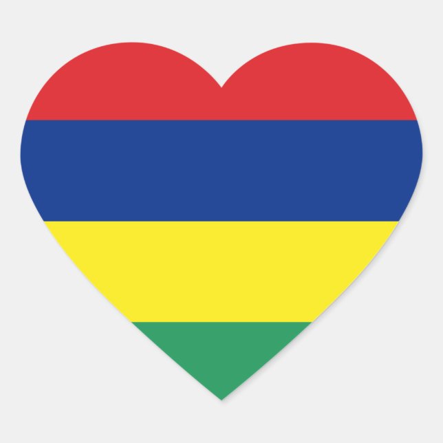 Cœur Sticker Coeur du drapeau de l'île Maurice (Devant)
