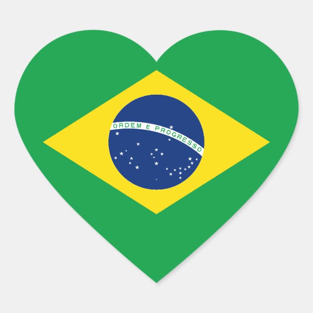 Cœur Sticker Coeur du drapeau du Brésil (Devant)