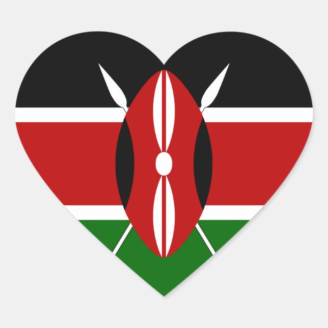 Cœur Sticker Coeur du drapeau du Kenya (Devant)