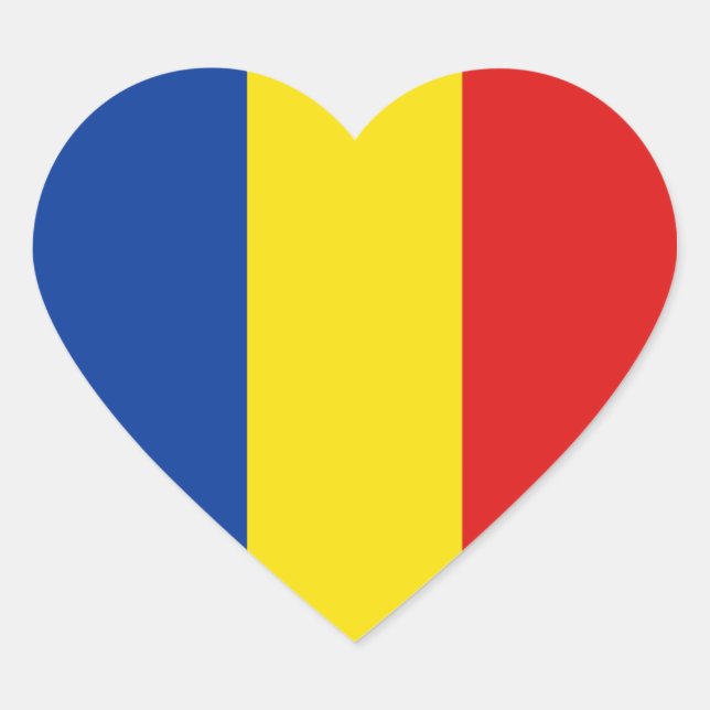 Cœur Sticker Coeur du drapeau roumain (Devant)